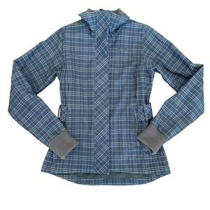 Bergans of Norway Mandal Lady Softshell Jacket Blue Plaid Sz XS Full Zip Hiking